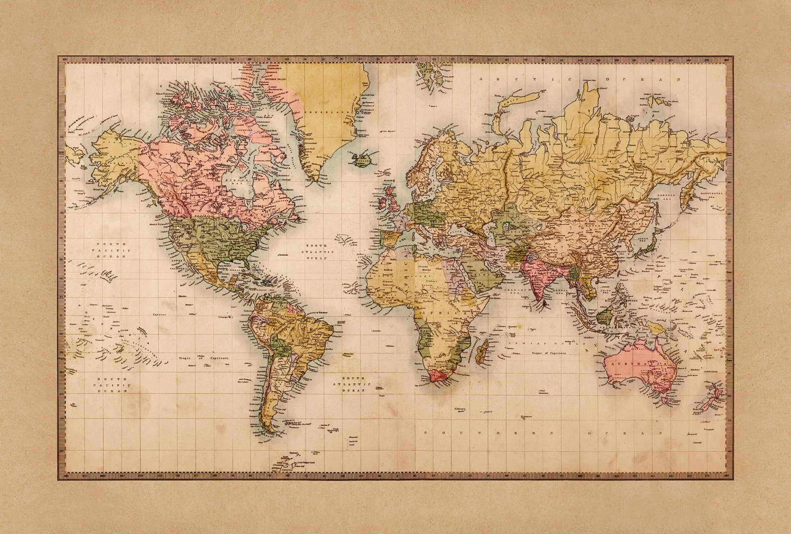 Политическая карта мира 1860 года