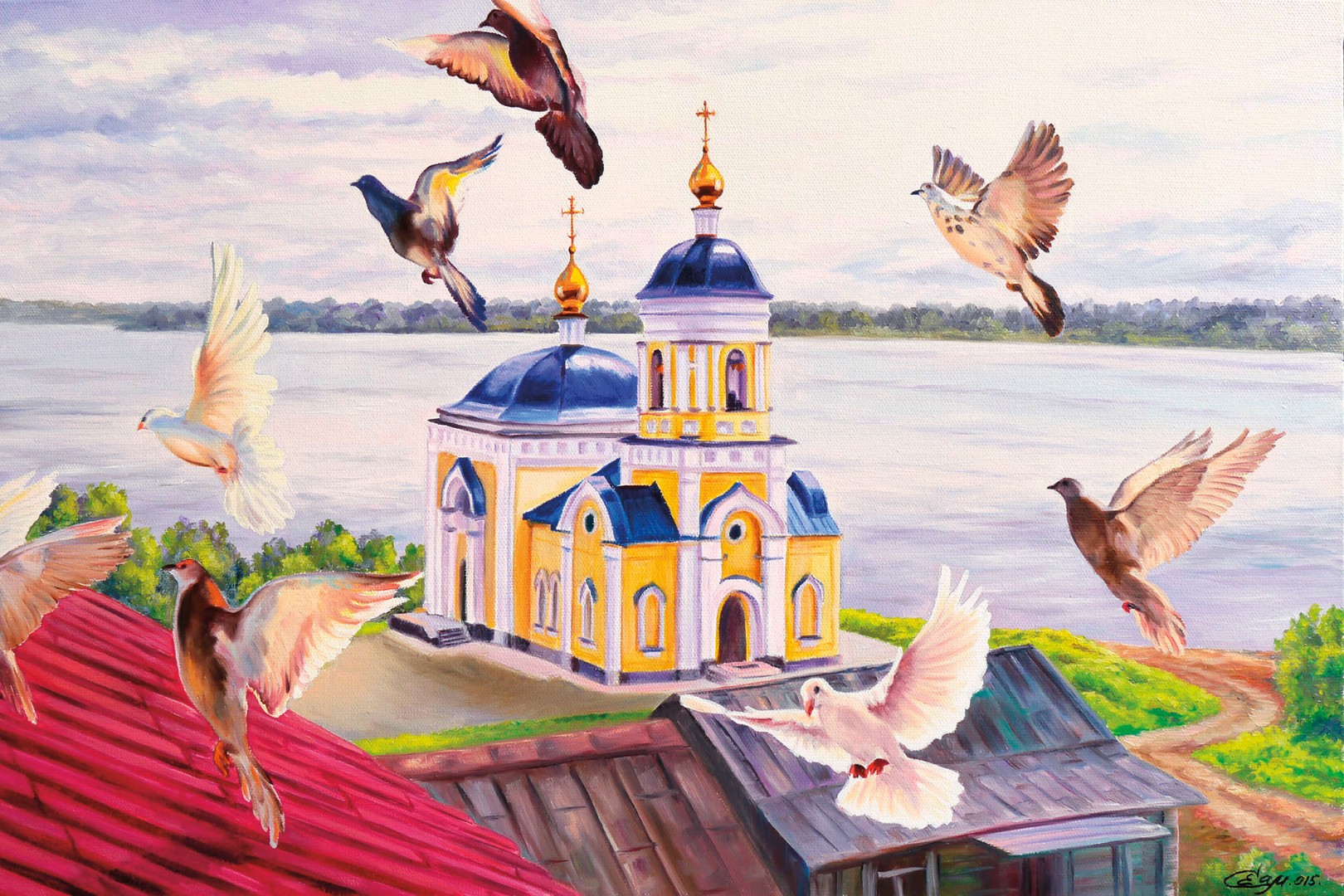 Картина по номерам «Церковь и голуби», gx24746